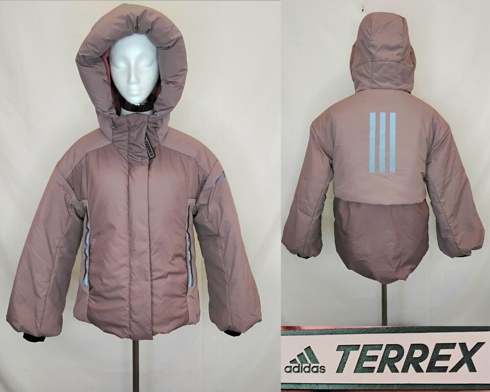 Adidas Terrex Down Puffer Jacket Women's Small Dusty Pink Cropped Gorp #J5938